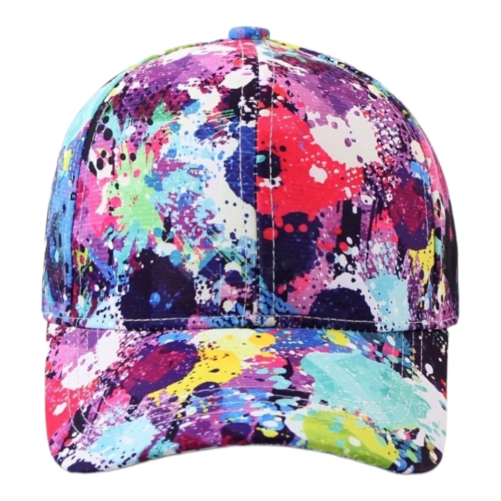 Tie Dye Splatter Baseball Cap  Bright Colors Adjustable